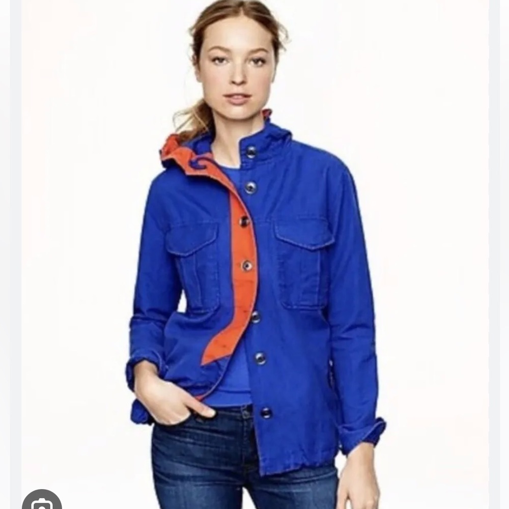 J. Crew Blue Jacket with Orange Trim